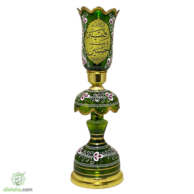 شمعدان لاله حضرت رقیه سبز نمای کامل خاموش شمعدان لاله حضرت رقیه سبز