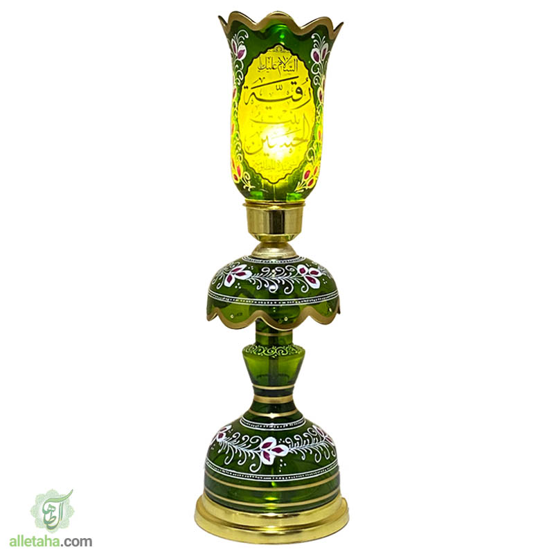 شمعدان لاله حضرت رقیه سبز نمای کامل روشن