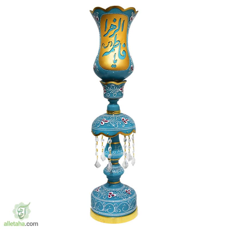 شمعدان لاله حضرت زهرا آبی نمای کامل شمعدان لاله آبی