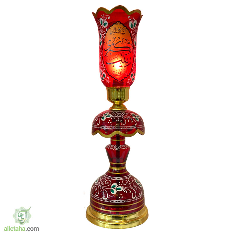 شمعدان لاله حضرت زینب قرمز نمای کامل روشن