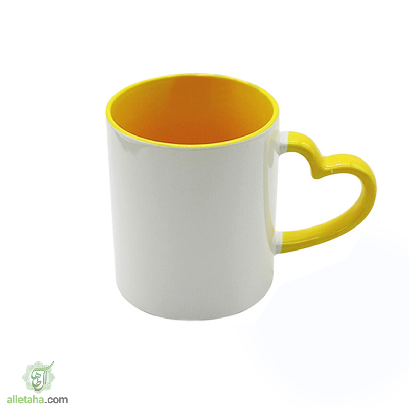 ماگ سرامیکی دسته قلبی زرد ماگ سرامیکی دسته قلبی زرد