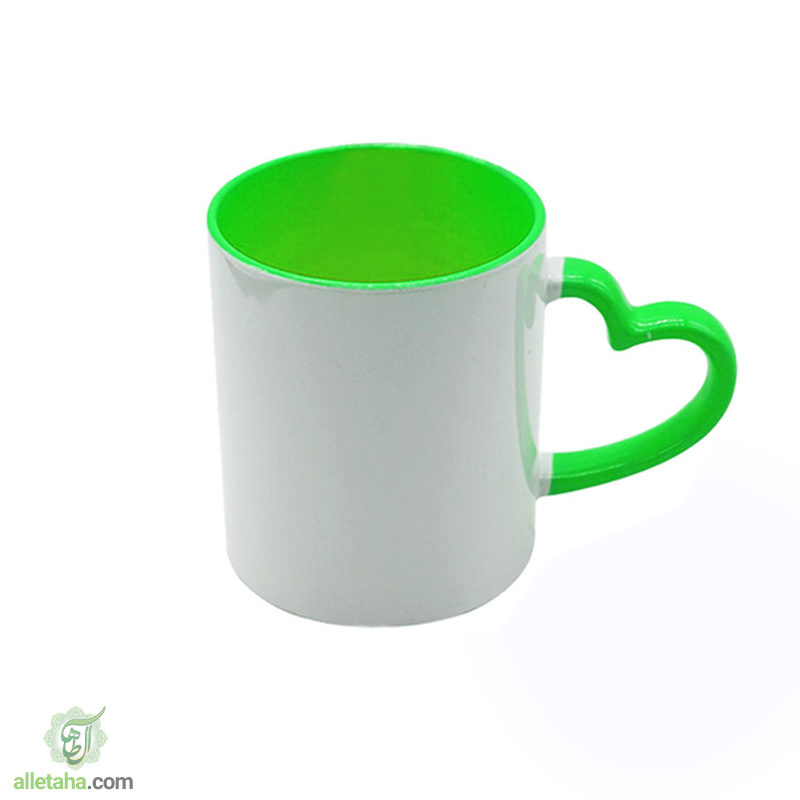 ماگ سرامیکی دسته قلبی سبز ماگ سرامیکی دسته قلبی سبز