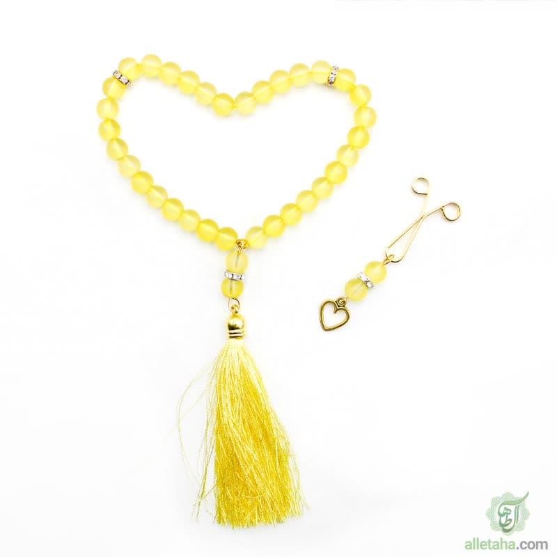 ست تسبیح و گیره دخترانه زرد ست تسبیح و گیره دخترانه زرد