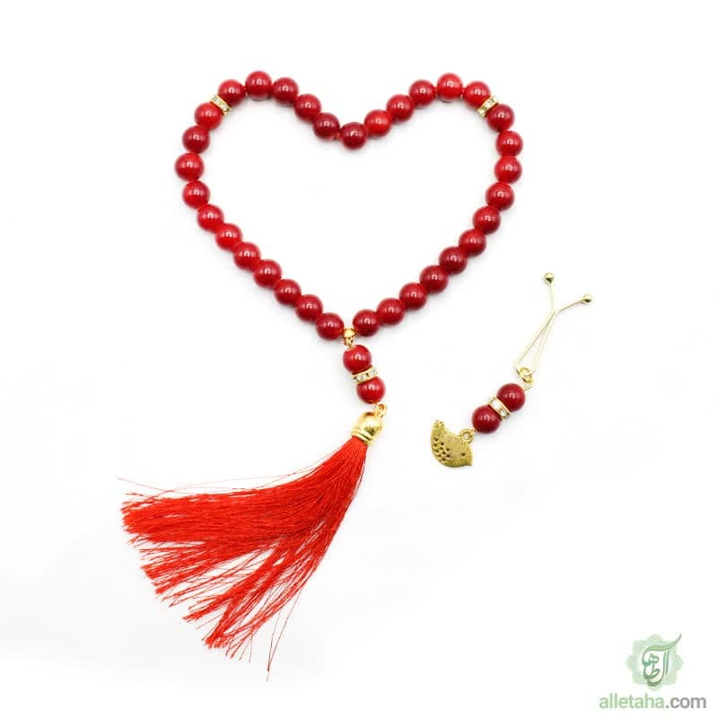 ست تسبیح و گیره دخترانه قرمز