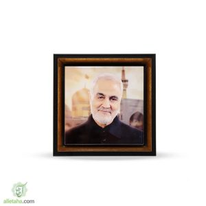 قاب سنگی دور طلایی طرح سردار شهید سلیمانی