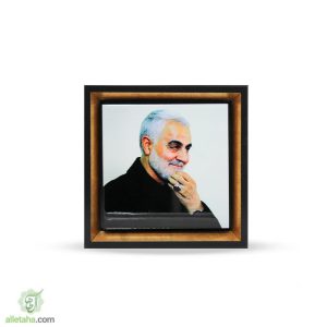 قاب سنگی دور طلایی طرح سردار شهید سلیمانی
