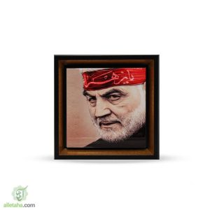 قاب سنگی دور طلایی طرح سردار شهید سلیمانی