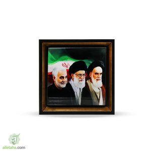 قاب سنگی دور طلایی طرح سردار شهید سلیمانی